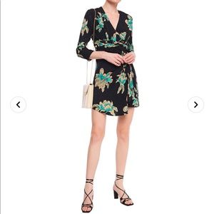 [NWT] Sandro Bruni Wrap-effect Draped Floral-print Jacquard Mini Dress sz 34